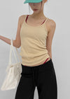 Crow U-Neck Ribbed Sleeveless Top