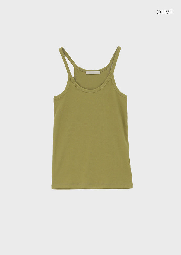 Crow U-Neck Ribbed Sleeveless Top