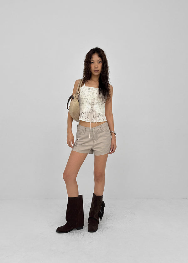 Yelop Lace-up Sleeveless Blouse