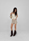 Yelop Lace-up Sleeveless Blouse
