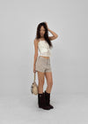 Yelop Lace-up Sleeveless Blouse