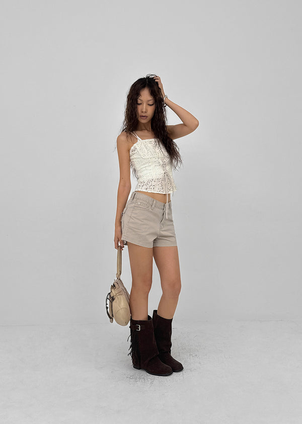 Yelop Lace-up Sleeveless Blouse