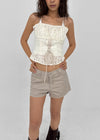 Yelop Lace-up Sleeveless Blouse