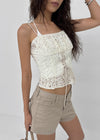 Yelop Lace-up Sleeveless Blouse