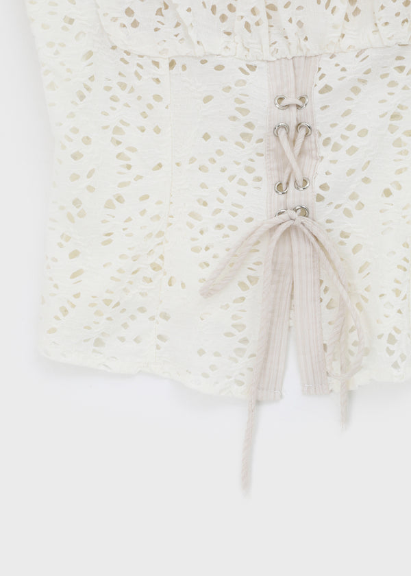 Yelop Lace-up Sleeveless Blouse