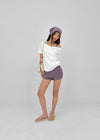 Fton Off-shoulder Halter Short Sleeve Tee