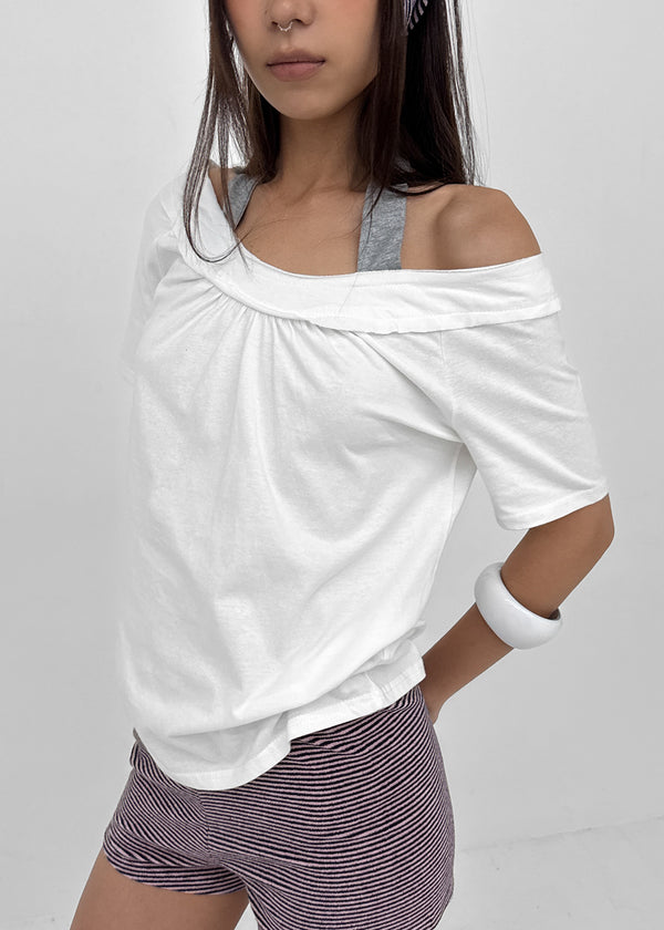Fton Off-shoulder Halter Short Sleeve Tee