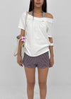 Fton Off-shoulder Halter Short Sleeve Tee