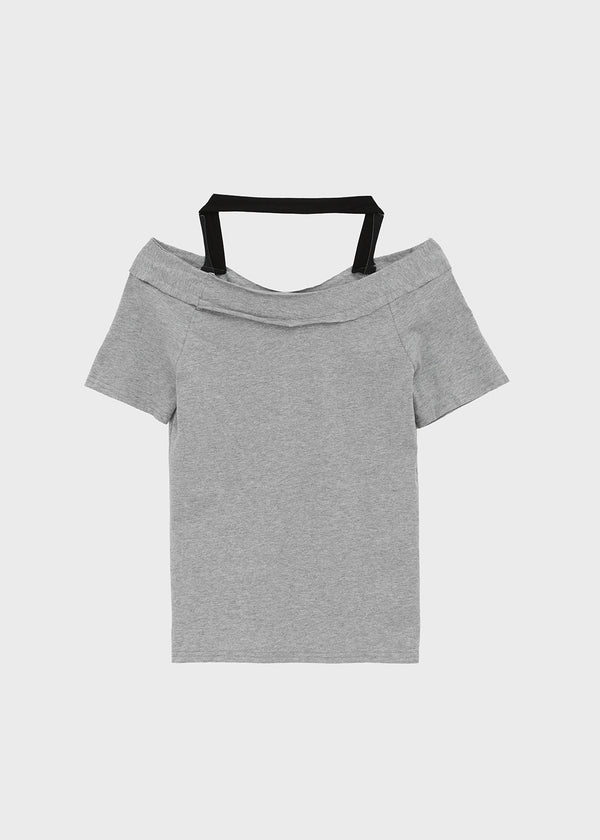 Fton Off-shoulder Halter Short Sleeve Tee