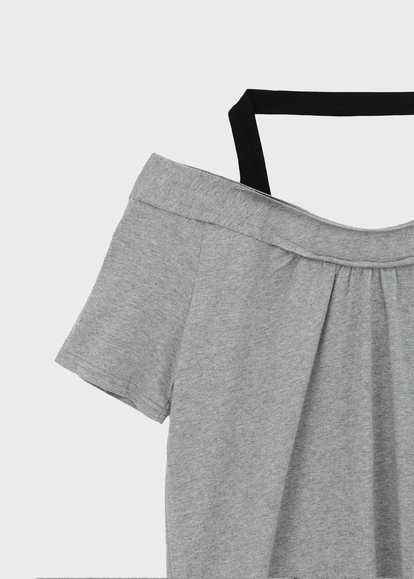 Fton Off-shoulder Halter Short Sleeve Tee