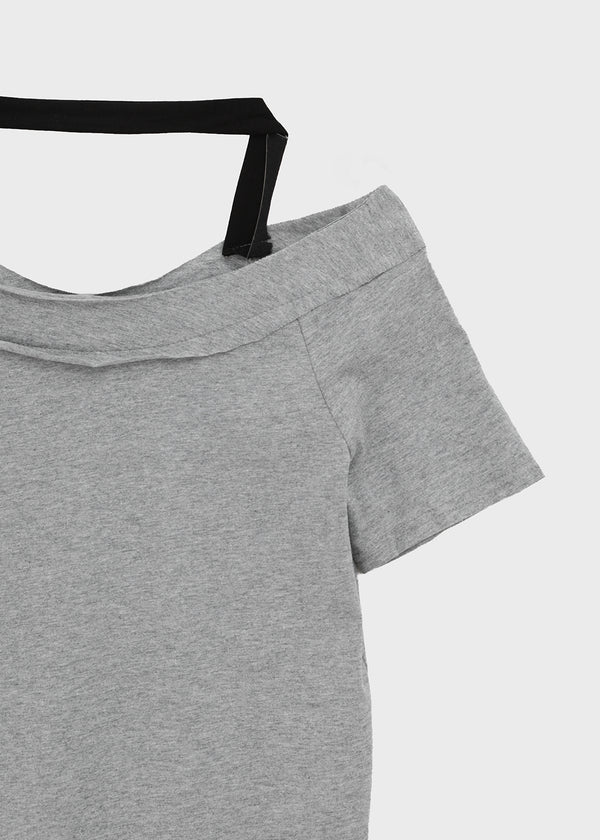 Fton Off-shoulder Halter Short Sleeve Tee