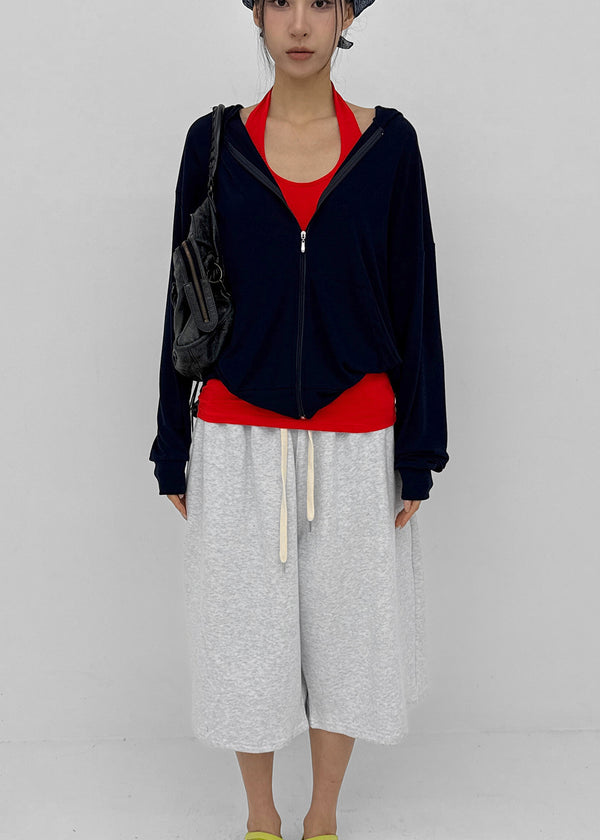 Static Loose Fit Summer Zip-up Hoodie