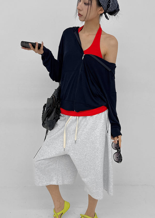 Static Loose Fit Summer Zip-up Hoodie