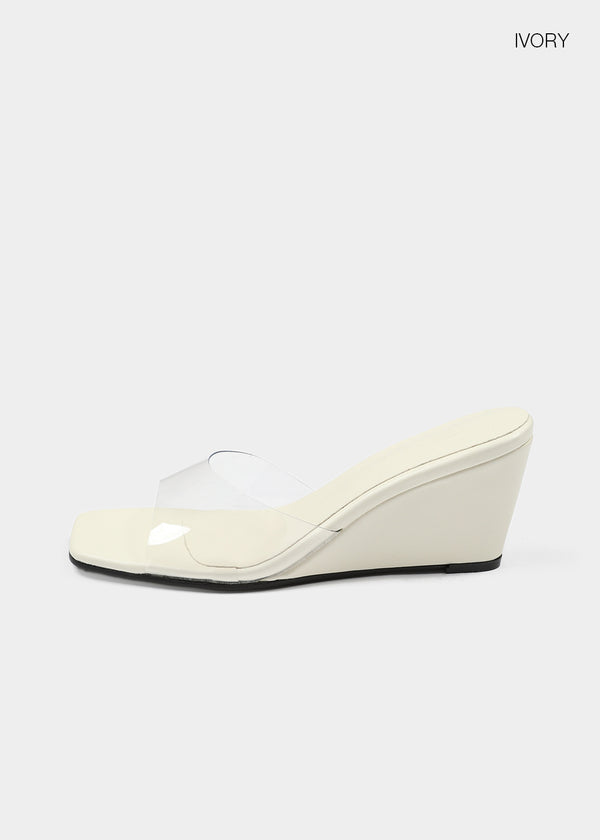 Lenticular Wedge Heel Mules