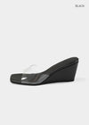 Lenticular Wedge Heel Mules