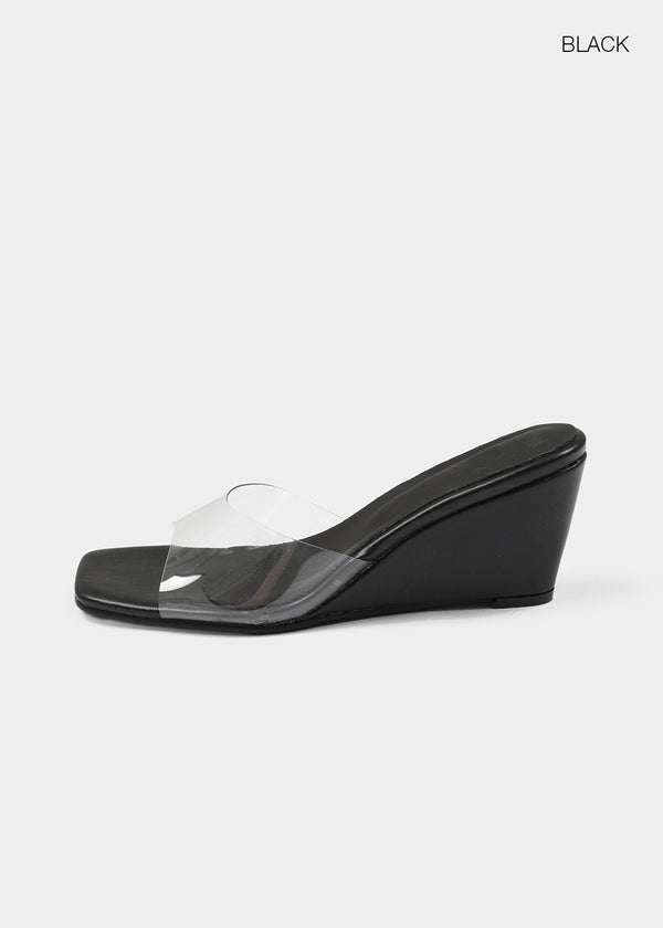 Lenticular Wedge Heel Mules