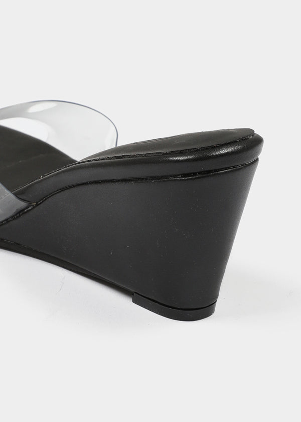 Lenticular Wedge Heel Mules