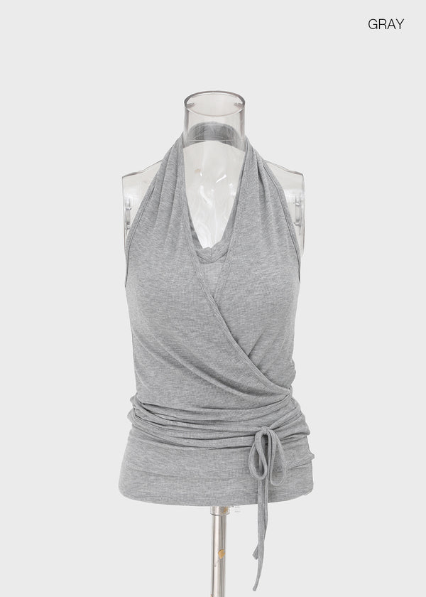 Poplit Wrap Halter Sleeveless