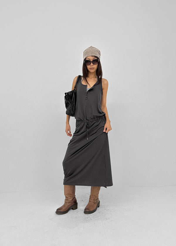 [MADE] Hishi Henley Sleeveless Long Dress