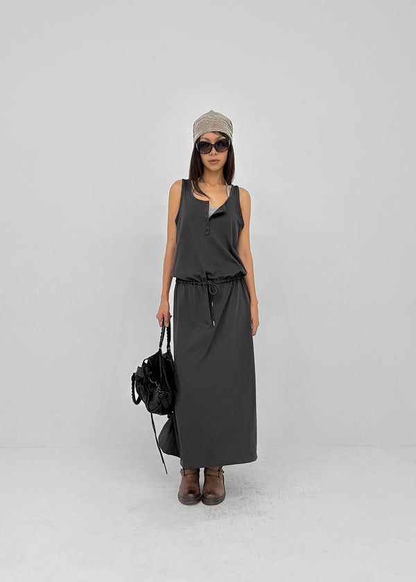 [MADE] Hishi Henley Sleeveless Long Dress