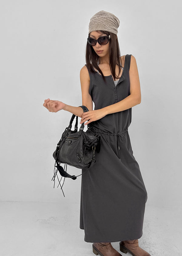 [MADE] Hishi Henley Sleeveless Long Dress