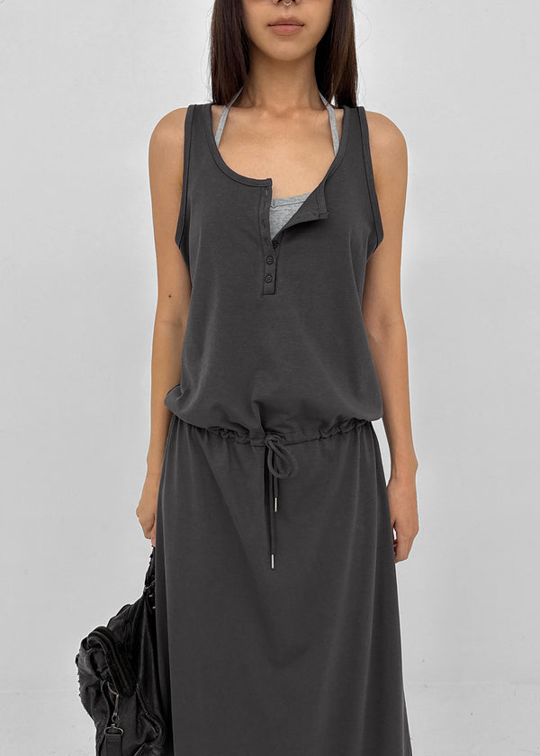 [MADE] Hishi Henley Sleeveless Long Dress
