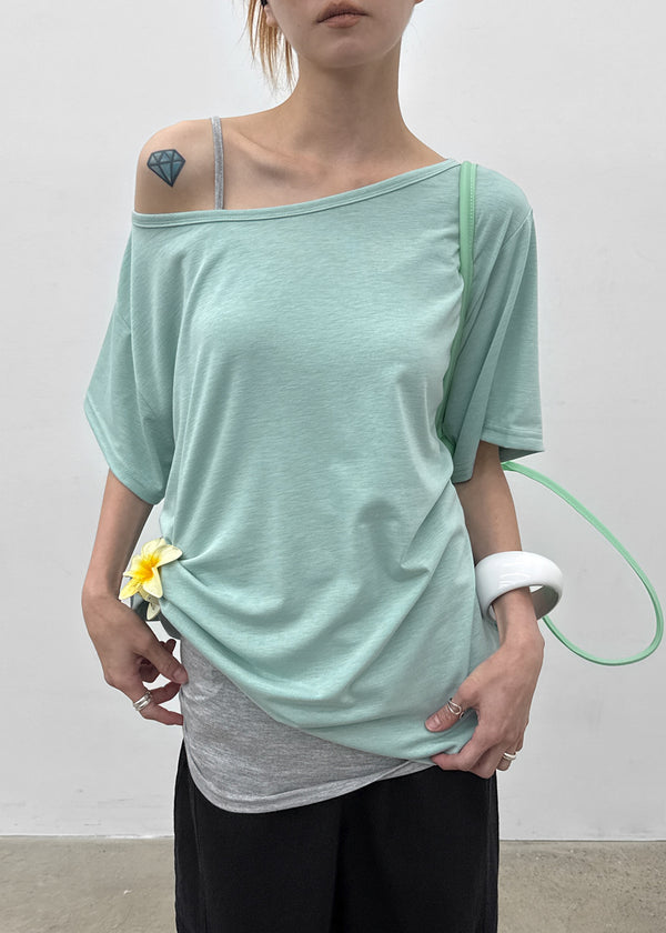 Dermal Loose Fit Off-shoulder Short Sleeve Tee