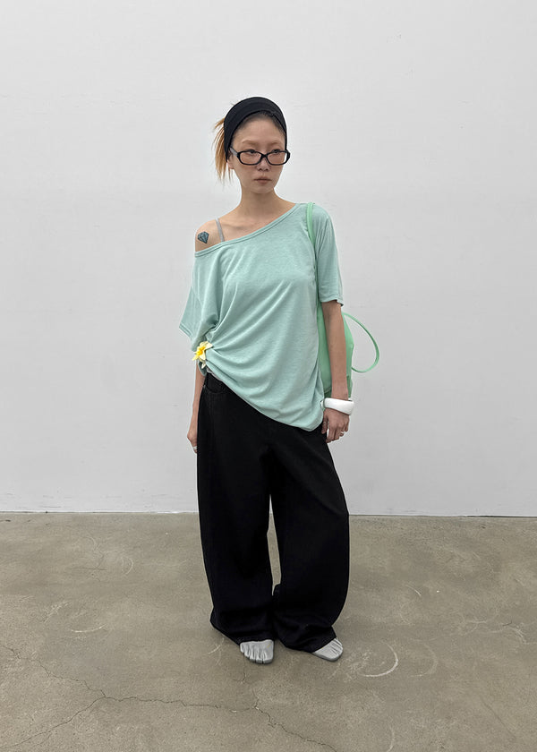 Dermal Loose Fit Off-shoulder Short Sleeve Tee