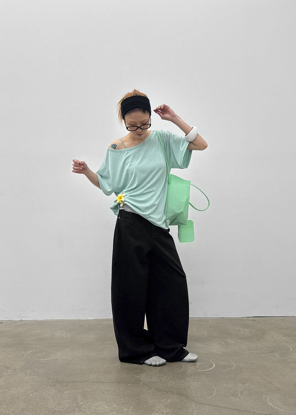 Dermal Loose Fit Off-shoulder Short Sleeve Tee