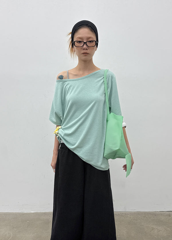 Dermal Loose Fit Off-shoulder Short Sleeve Tee