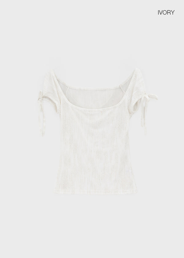 Tully Square Neck Ribbon Short Sleeve Tee