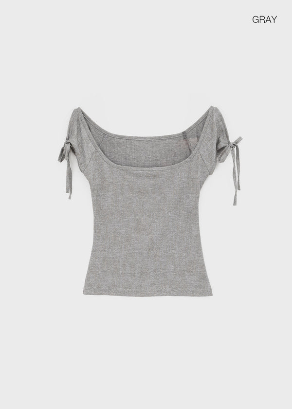 Tully Square Neck Ribbon Short Sleeve Tee