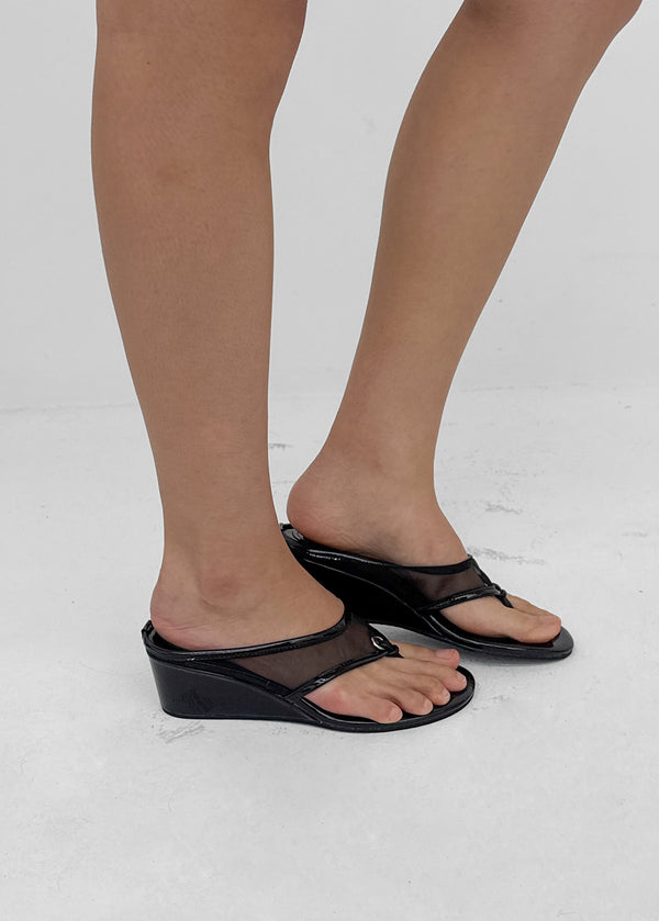 Glomme Mesh Wedge Heel Flip-flops