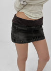 Tuper Denim Elastic Band Mini Skirt
