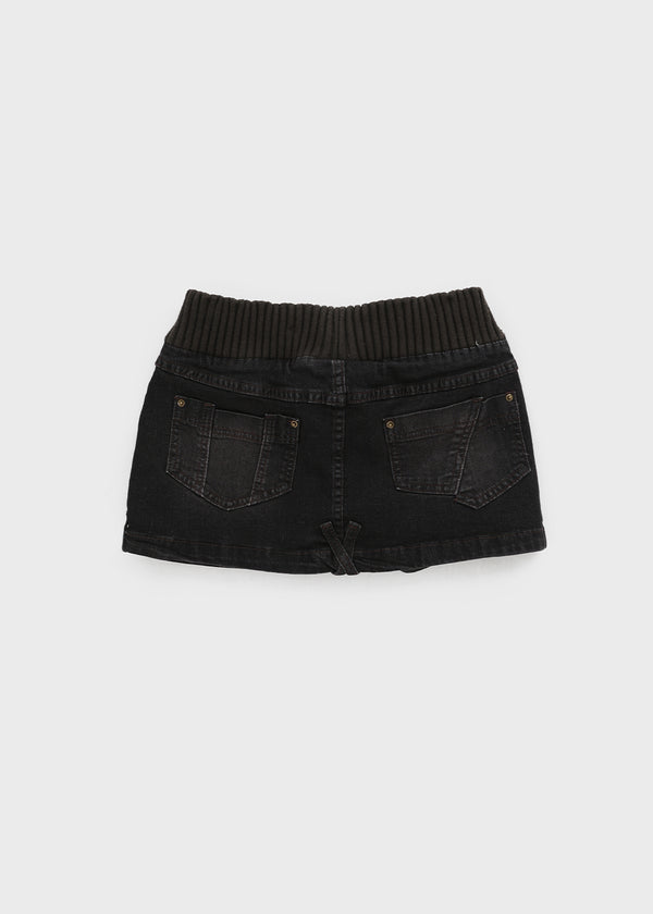 Tuper Denim Elastic Band Mini Skirt