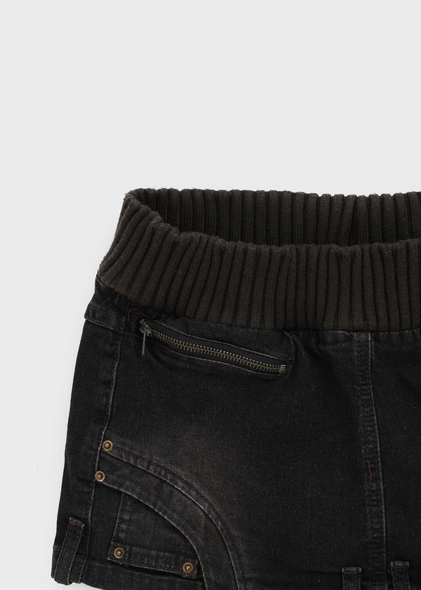 Tuper Denim Elastic Band Mini Skirt