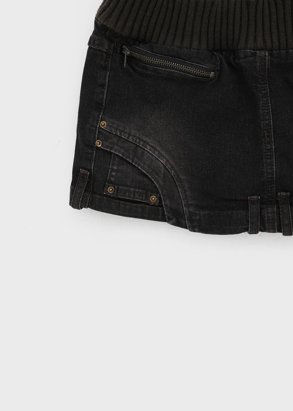 Tuper Denim Elastic Band Mini Skirt