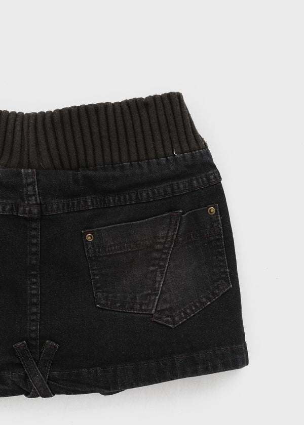 Tuper Denim Elastic Band Mini Skirt