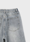 Tallbin Damaged Elastic Waist Wide Denim Pants