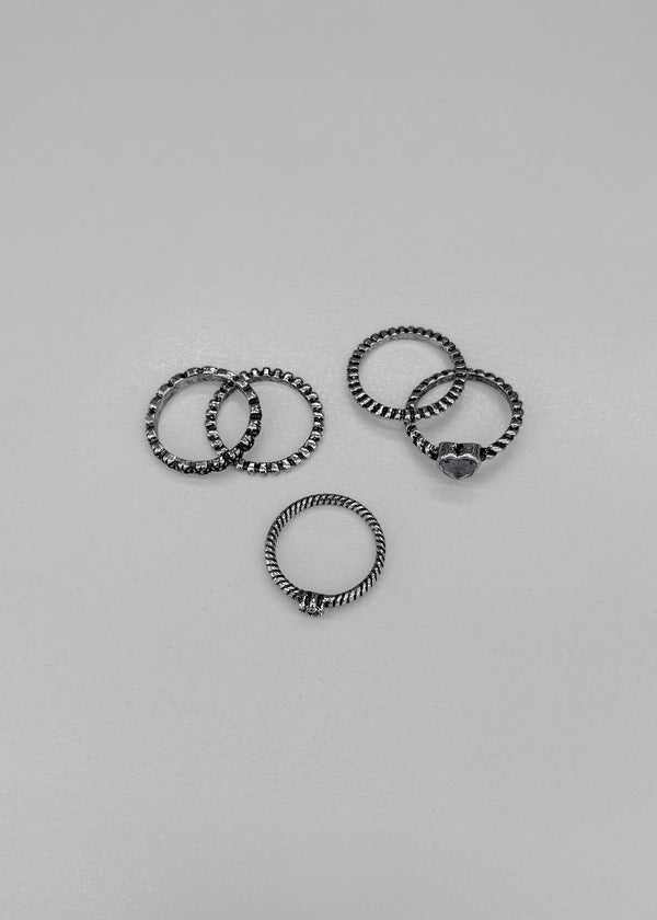 Saetung 5-piece Silver Ring Set