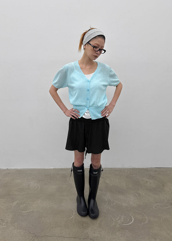 Viewbing Linen V-neck Short-sleeve Cardigan