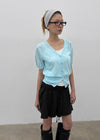Viewbing Linen V-neck Short-sleeve Cardigan