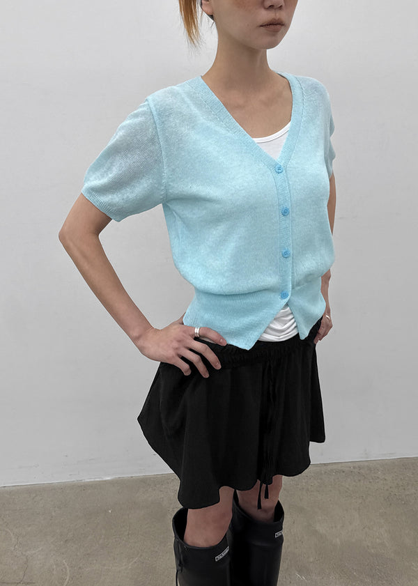 Viewbing Linen V-neck Short-sleeve Cardigan