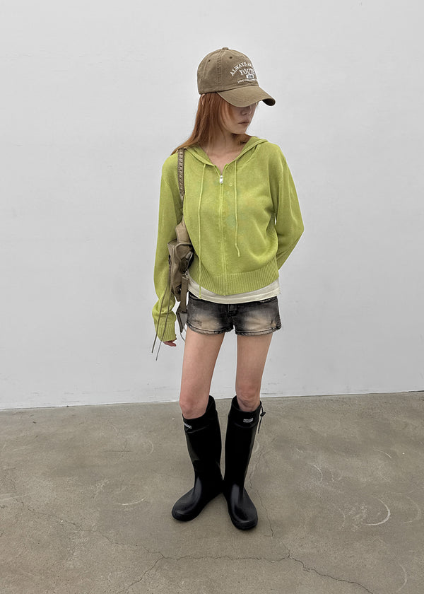 Post Summer Knit Zip-up Hoodie