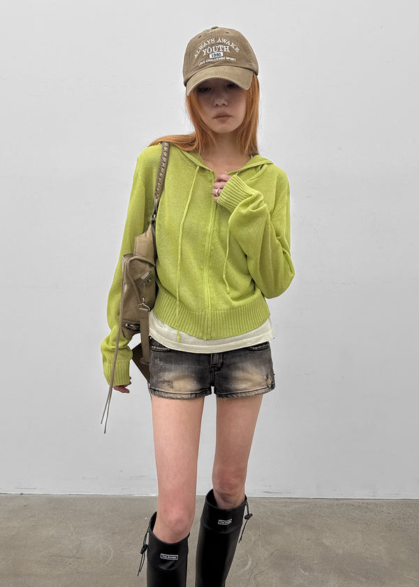 Post Summer Knit Zip-up Hoodie