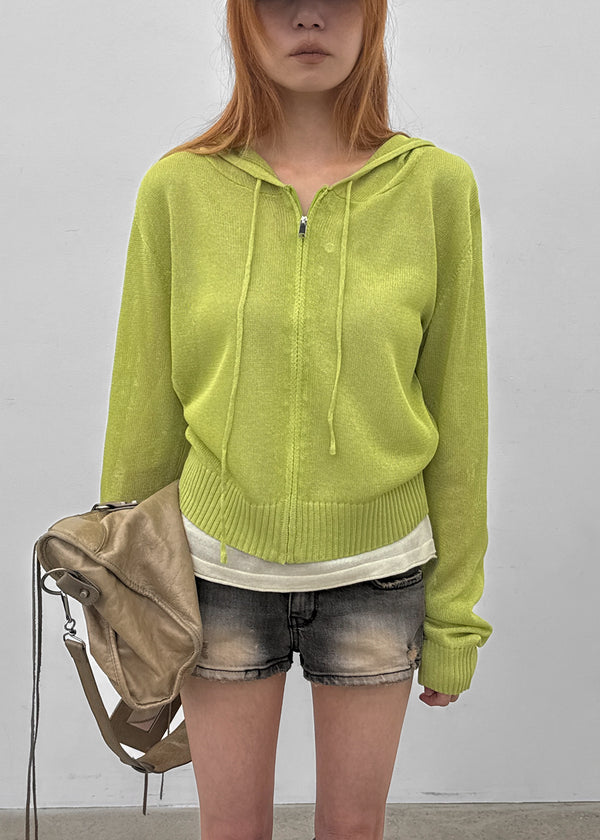 Post Summer Knit Zip-up Hoodie