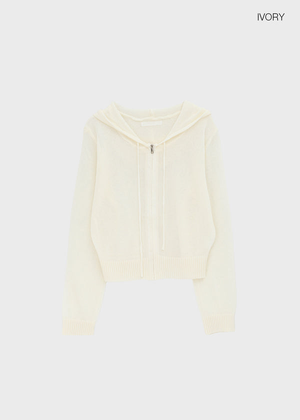 Post Summer Knit Zip-up Hoodie