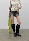 Pulled Low-waisted Short Denim Pants