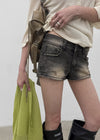 Pulled Low-waisted Short Denim Pants