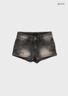 Pulled Low-waisted Short Denim Pants